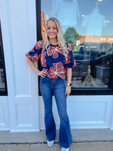Load image into Gallery viewer, The Navy Blossom Top