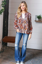 Load image into Gallery viewer, Cinnamon Boho Eyelet Lace Up Babydoll Blouse
