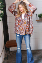 Load image into Gallery viewer, Cinnamon Boho Eyelet Lace Up Babydoll Blouse