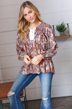 Load image into Gallery viewer, Cinnamon Boho Eyelet Lace Up Babydoll Blouse