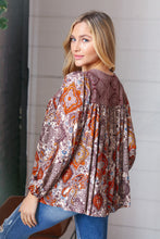 Load image into Gallery viewer, Cinnamon Boho Eyelet Lace Up Babydoll Blouse