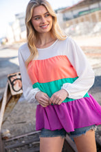 Load image into Gallery viewer, Ivory & Peach Woven Crepe Tiered Blouse