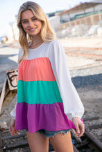 Load image into Gallery viewer, Ivory & Peach Woven Crepe Tiered Blouse