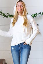 Load image into Gallery viewer, Cream French Terry Button Down Outseam Hoodie
