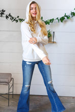 Load image into Gallery viewer, Cream French Terry Button Down Outseam Hoodie