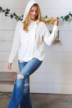 Load image into Gallery viewer, Cream French Terry Button Down Outseam Hoodie