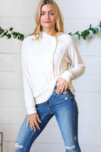 Load image into Gallery viewer, Cream French Terry Button Down Outseam Hoodie