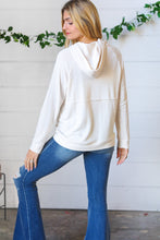 Load image into Gallery viewer, Cream French Terry Button Down Outseam Hoodie