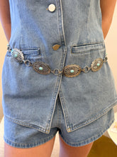Load image into Gallery viewer, Turquoise Accent Concho Link Belt
