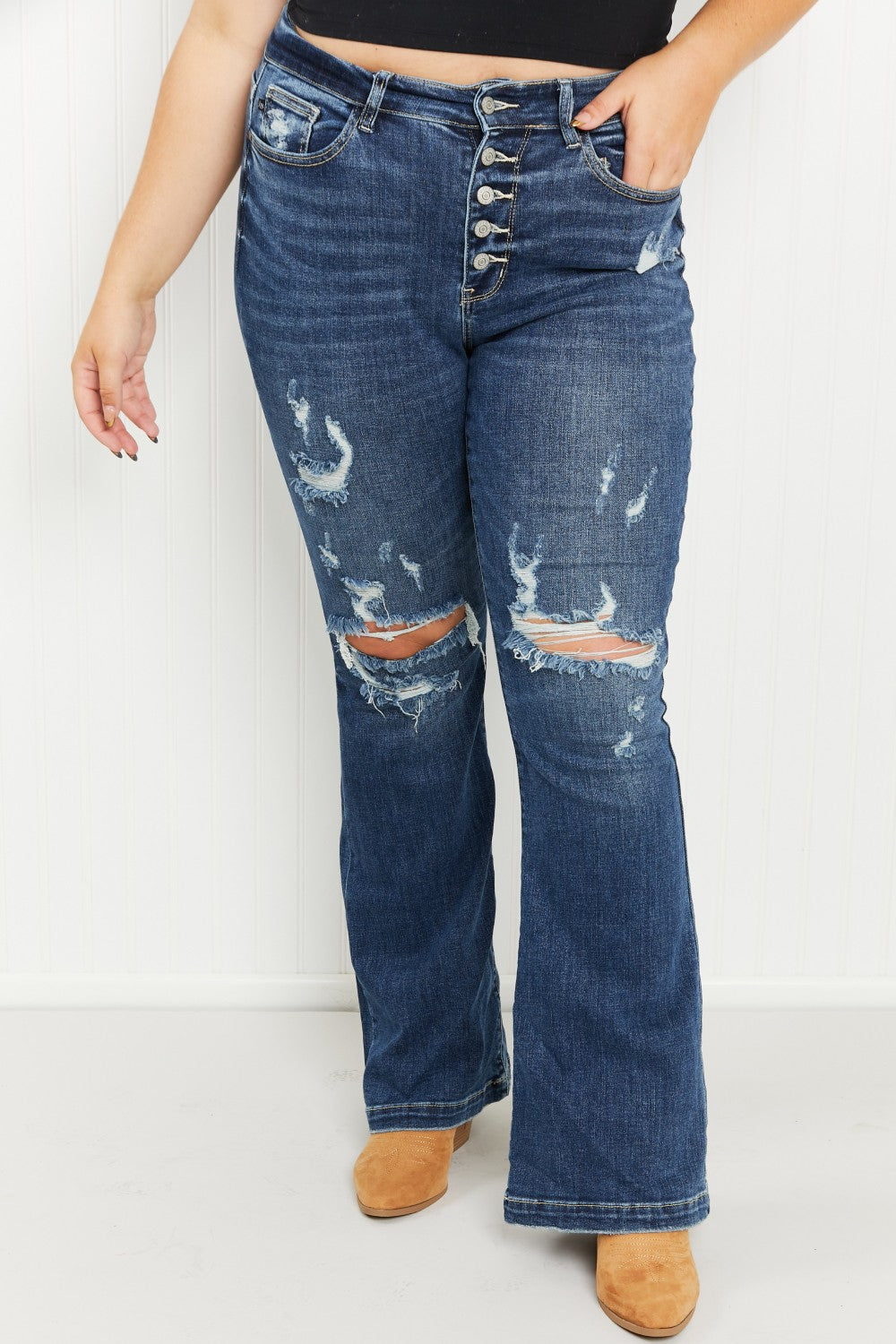 Judy Blue Ophelia Destroyed Flare Jeans