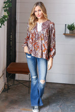 Load image into Gallery viewer, Cinnamon Boho Eyelet Lace Up Babydoll Blouse
