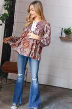 Load image into Gallery viewer, Cinnamon Boho Eyelet Lace Up Babydoll Blouse
