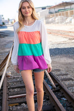 Load image into Gallery viewer, Ivory &amp; Peach Woven Crepe Tiered Blouse
