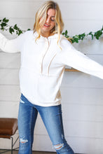 Load image into Gallery viewer, Cream French Terry Button Down Outseam Hoodie
