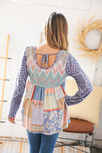 Load image into Gallery viewer, Lavender Hacci Chevron Patchwork Babydoll Top
