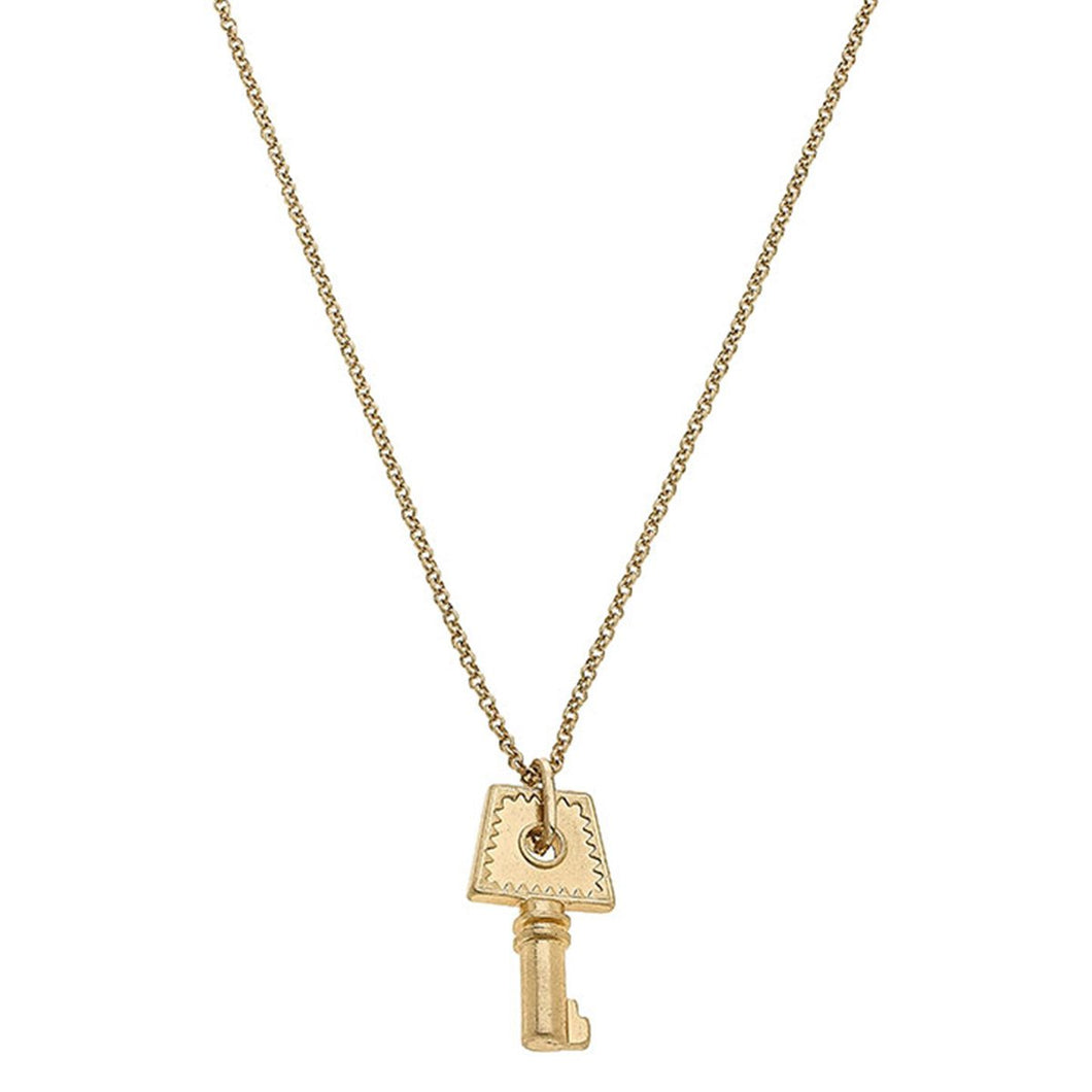 Boston Key Delicate Chain Necklace - Worn Gold