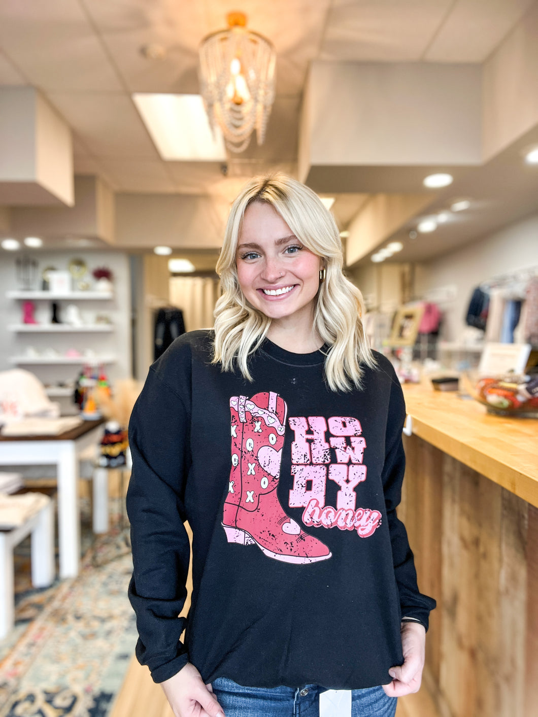 Howdy Honey Boots Graphic Crewneck