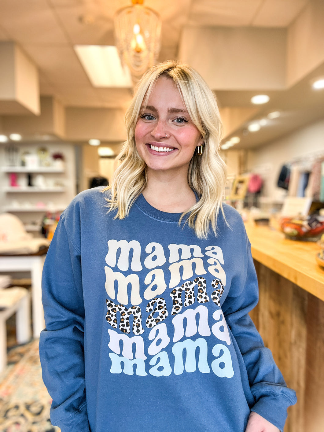 Mama Mama Indigo Crewneck