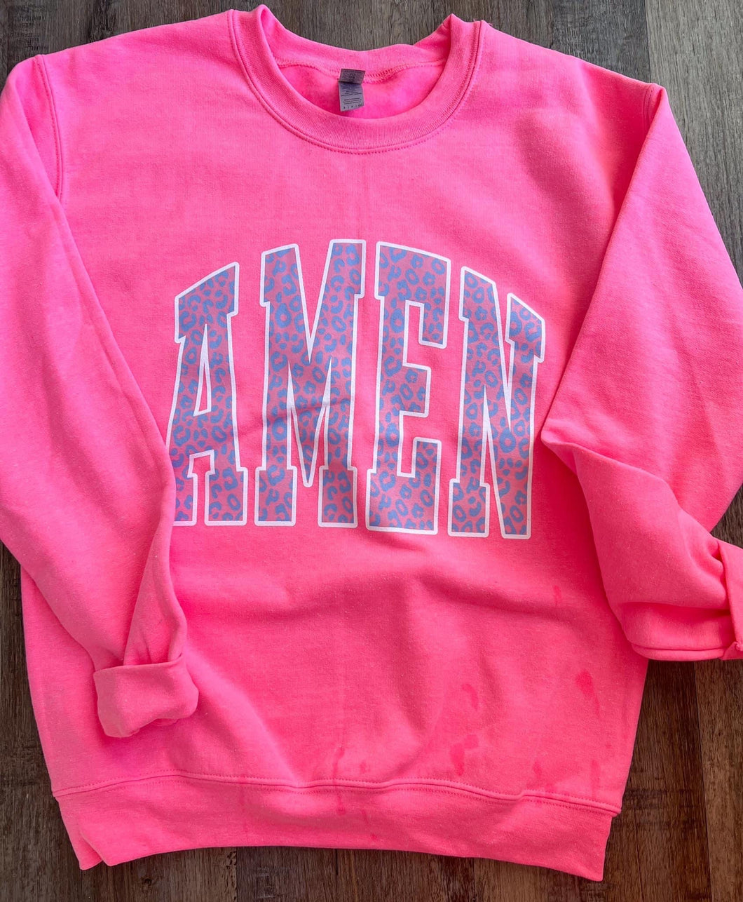 Amen Leopard Hot Pink Crewneck