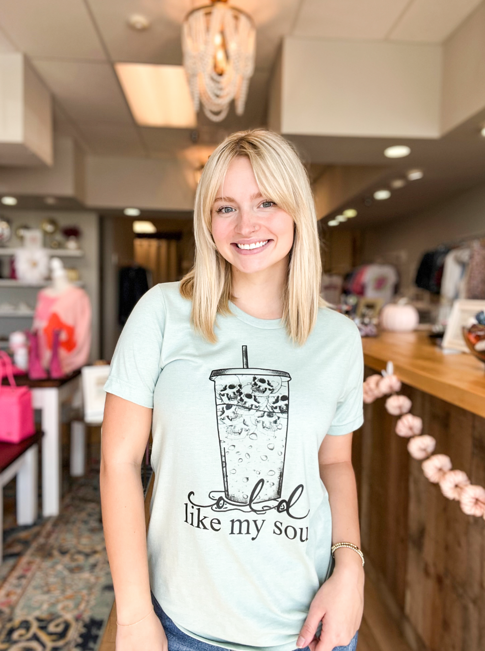 Cold Like My Soul Graphic Tee - Dusty Teal