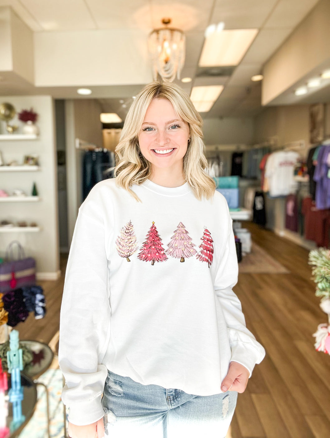 Pink Christmas Graphic Tee/Crewneck