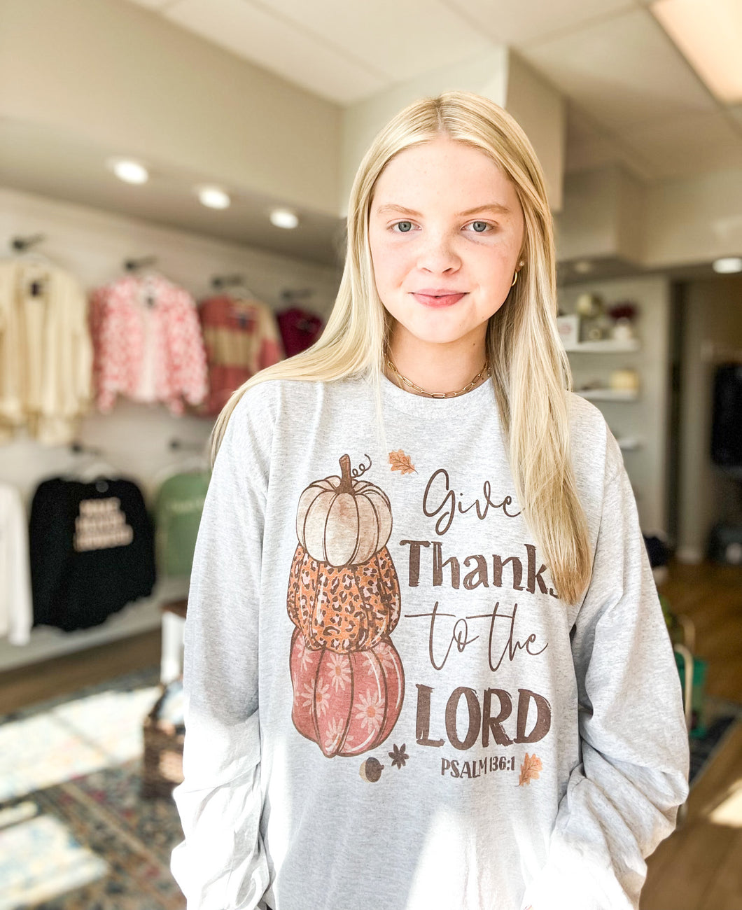 Give Thanks To The Lord Graphic LS Tee