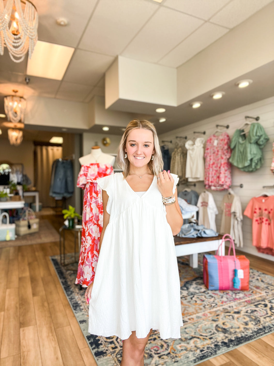 Easy Breezy White Babydoll Dress (final sale)