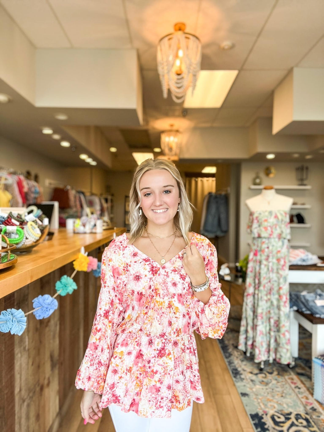 Peonies + Champagne Floral Top (Final Sale)